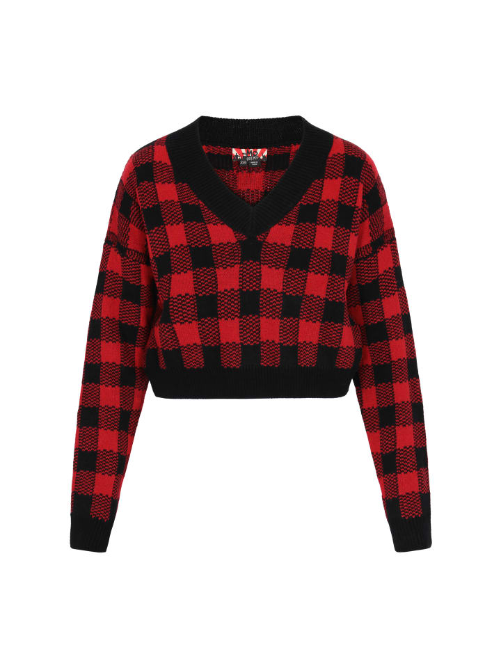 Женский свитер черного темно-красного цвета myMo ROCKS
Женский свитер черного темно-красного цвета myMo ROCKS