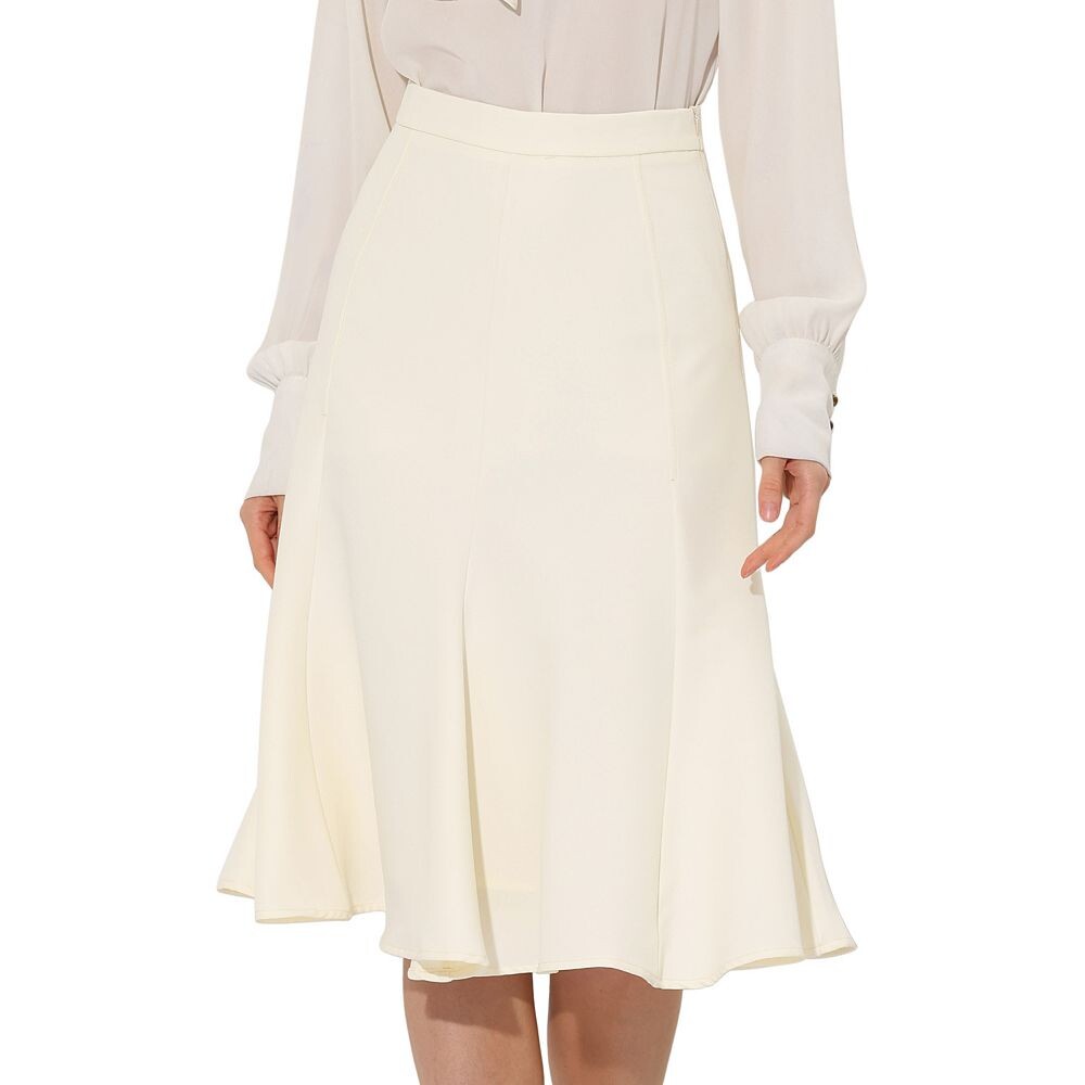 Расклешенная юбка-миди трапециевидной формы для женщин, элегантные юбки с высокой талией и боковой молнией ALLEGRA K, бежевый 
Расклешенная юбка-миди трапециевидной формы для женщин, элегантные юбки с высокой талией и боковой молнией ALLEGRA K, бежевый