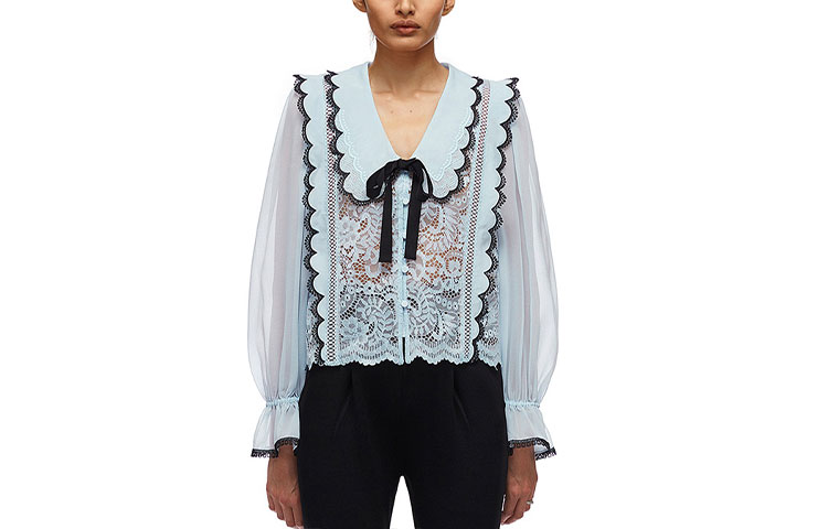 Футболка Self-portrait женская голубая 
Футболка Self-portrait женская голубая