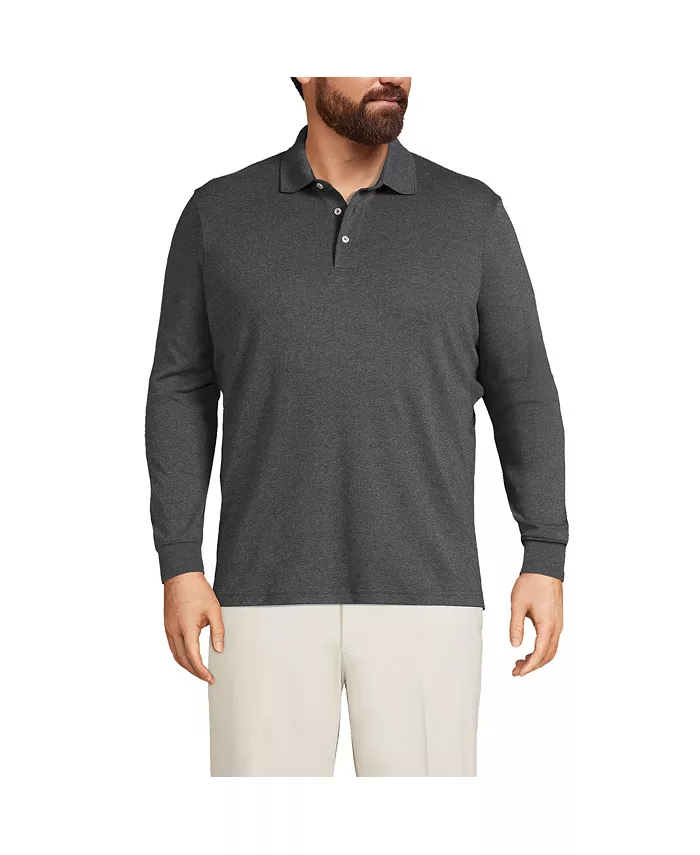 Мужская хлопковая поло с длинным рукавом из Supima Lands' End, черный
Мужская хлопковая поло с длинным рукавом из Supima Lands' End, черный