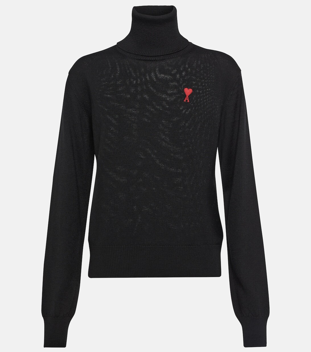Шерстяной свитер с высоким воротником Ami De Cœur AMI PARIS, черный 
Шерстяной свитер с высоким воротником Ami De Cœur AMI PARIS, черный
