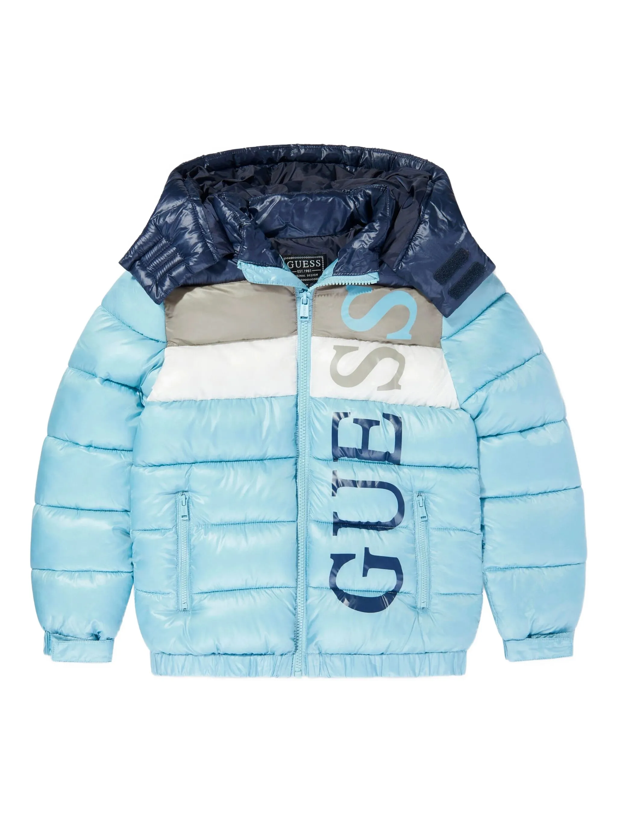 Пуховик с капюшоном Guess Kids, синий
Пуховик с капюшоном Guess Kids, синий