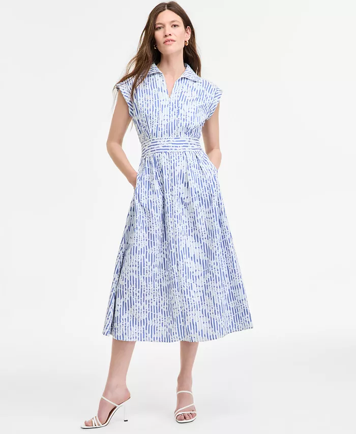 Женское полосатое миди-платье с цветочной вышивкой kensie, синий
Женское полосатое миди-платье с цветочной вышивкой kensie, синий