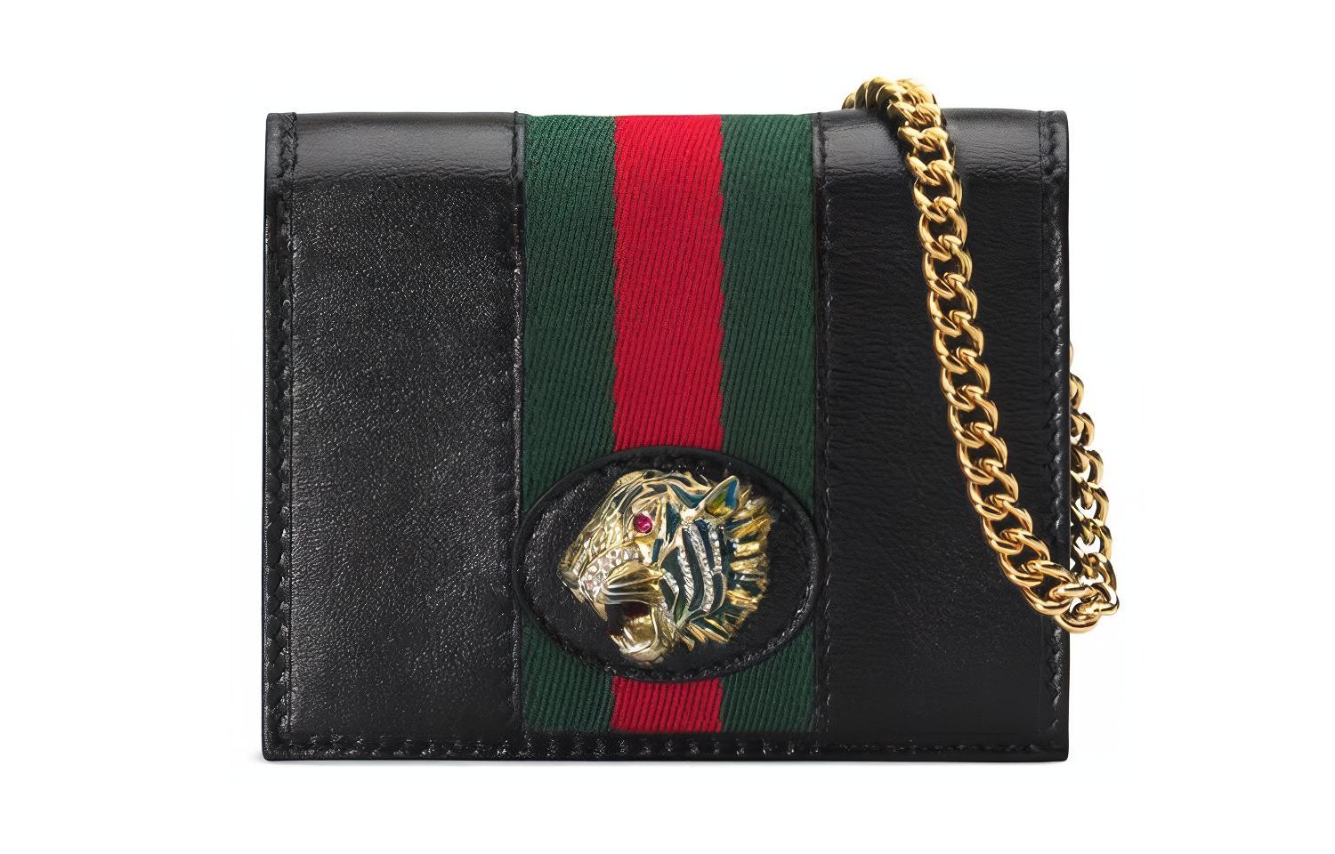 Gucci Женская кожаная сумка-кардхолдер Rajah, черная
Gucci Женская кожаная сумка-кардхолдер Rajah, черная