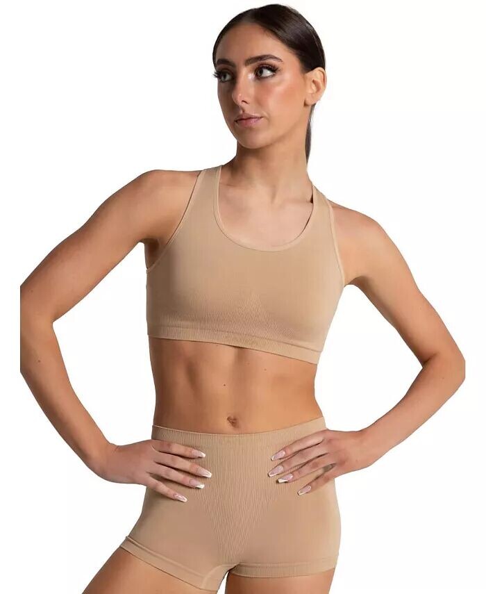 Женский бесшовный спортивный бюстгальтер с открытой спиной Capezio, бежевый
Женский бесшовный спортивный бюстгальтер с открытой спиной Capezio, бежевый