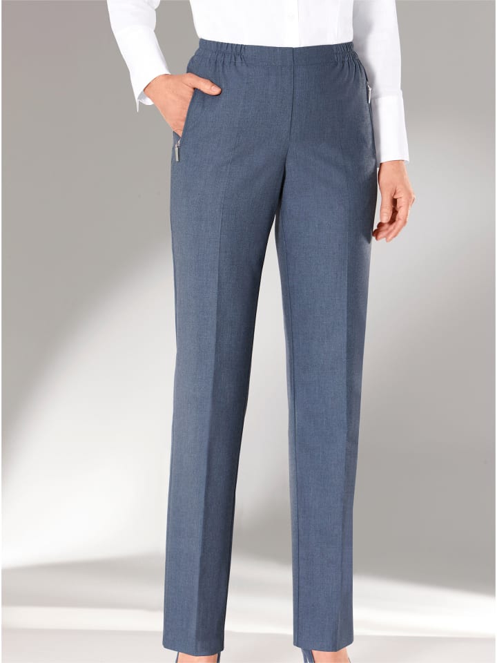 Брюки дымчато-синего меланжевого цвета Adelina
Брюки дымчато-синего меланжевого цвета Adelina