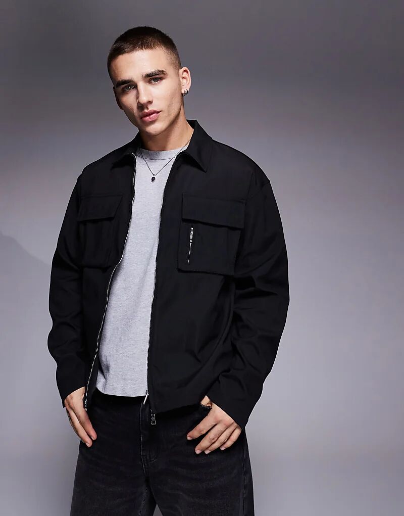 Рубашка с длинным рукавом из плотного нейлона черного цвета The Couture Club 
Рубашка с длинным рукавом из плотного нейлона черного цвета The Couture Club