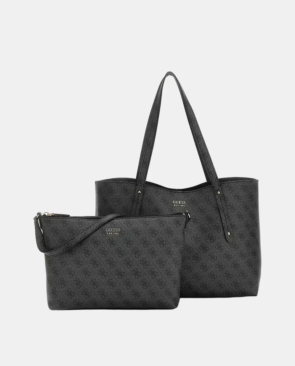 Сумка-тоут на плечо с застежкой-молнией Guess, темно-серый 
Сумка-тоут на плечо с застежкой-молнией Guess, темно-серый