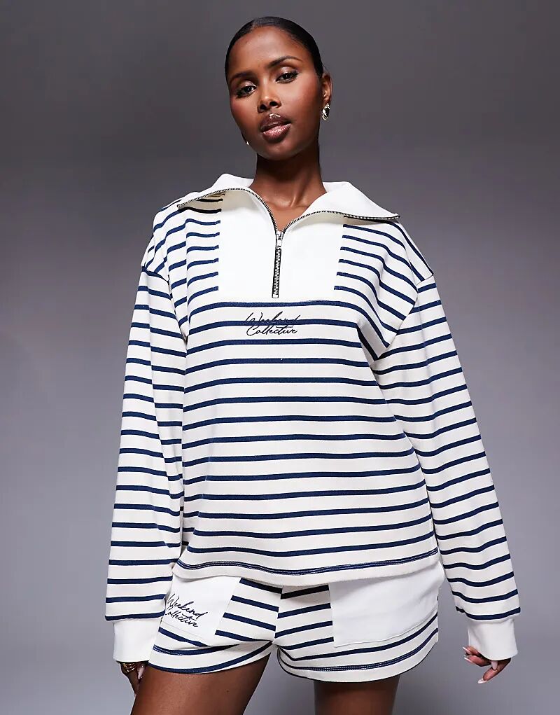 Толстовка Weekend Collective с длинными рукавами, застежкой-молнией и полумолнией в тёмно-синюю полоску с вышитым каракулем Asos Weekend Collective
Толстовка Weekend Collective с длинными рукавами, застежкой-молнией и полумолнией в тёмно-синюю полоску с вышитым каракулем Asos Weekend Collective