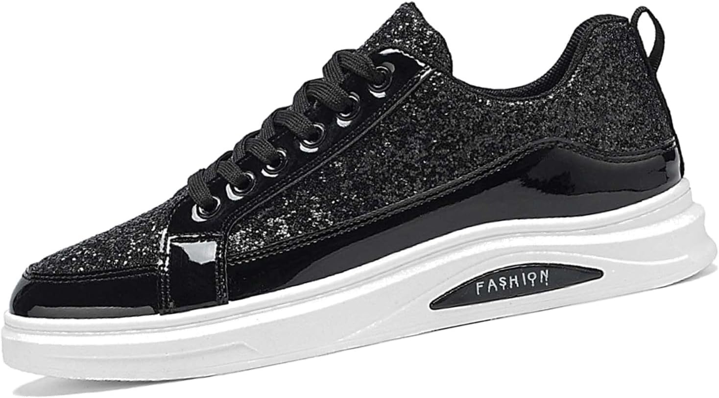 Мужские модные кроссовки с блестками, широкий размер, с мерцающими шнурками, плоские, для бега, праздничные теннисные туфли для мужчин, размеры 8-10,5 Generic, черный
Мужские модные кроссовки с блестками, широкий размер, с мерцающими шнурками, плоские, для бега, праздничные теннисные туфли для мужчин, размеры 8-10,5 Generic, черный