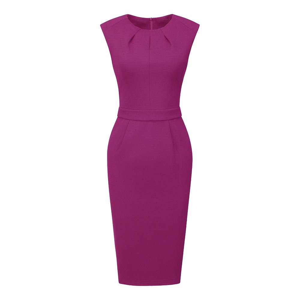 Женское платье-футляр с плиссированной шеей, рабочие платья-карандаш Hombety, цвет Purple Red 
Женское платье-футляр с плиссированной шеей, рабочие платья-карандаш Hombety, цвет Purple Red
