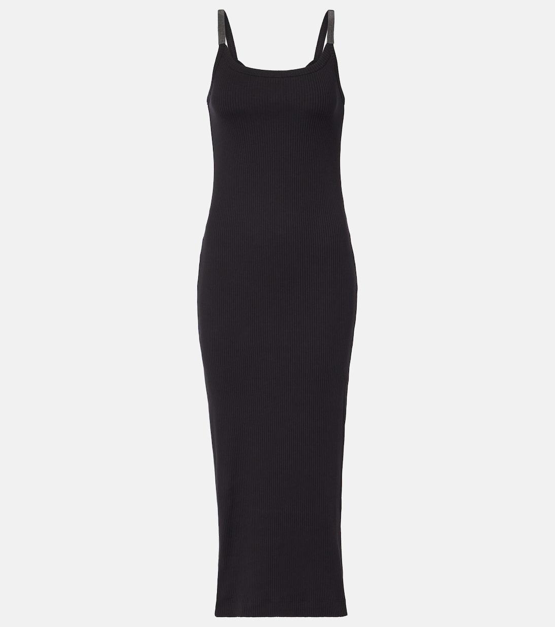 Платье миди из хлопкового джерси Monili Brunello Cucinelli, Nero 
Платье миди из хлопкового джерси Monili Brunello Cucinelli, Nero