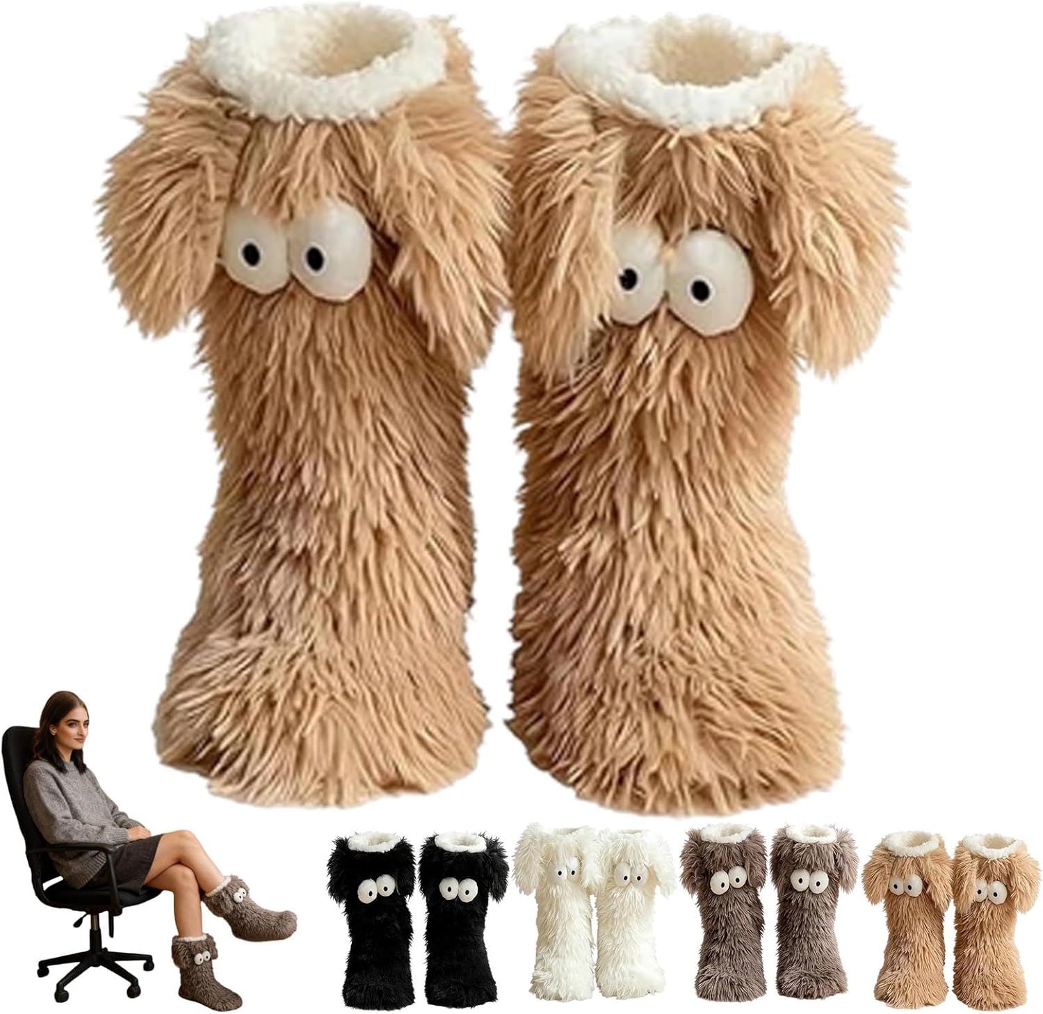 Уютные носки, женские зимние теплые пушистые нескользящие носки-тапочки с ушками, милые объемные с большими глазами, из толстого флиса Generic, хаки
Уютные носки, женские зимние теплые пушистые нескользящие носки-тапочки с ушками, милые объемные с большими глазами, из толстого флиса Generic, хаки