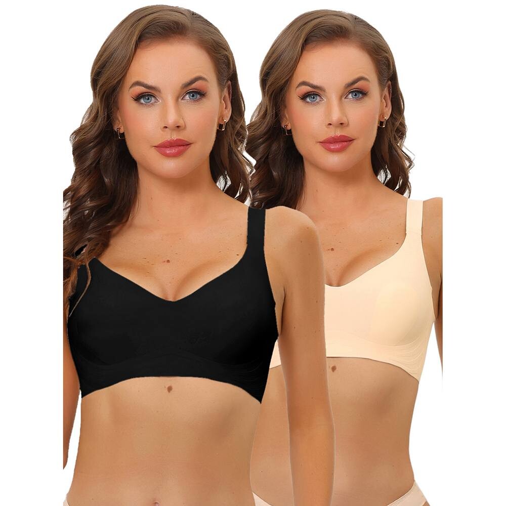 2 упаковки женских беспроводных бюстгальтеров-минимайзеров с гладкими и удобными регулируемыми бретелями без выступа ALLEGRA K, цвет Black Beige
2 упаковки женских беспроводных бюстгальтеров-минимайзеров с гладкими и удобными регулируемыми бретелями без выступа ALLEGRA K, цвет Black Beige
