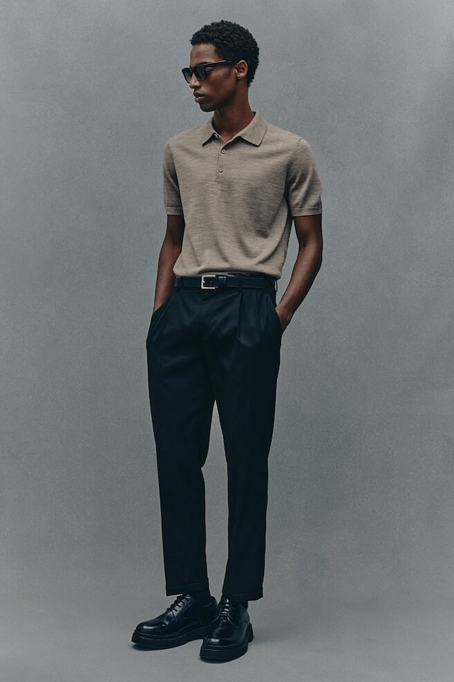 Рубашка поло из шерсти приталенного кроя H&M, бежевый
Рубашка поло из шерсти приталенного кроя H&M, бежевый