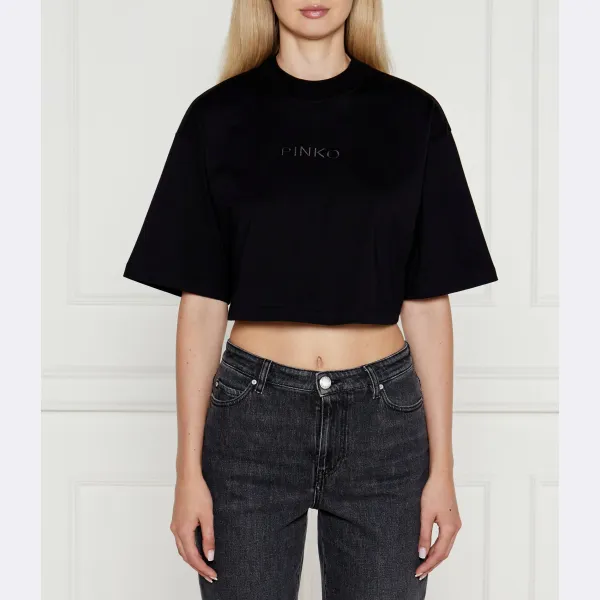 Укороченная футболка Pinko, черный 
Укороченная футболка Pinko, черный