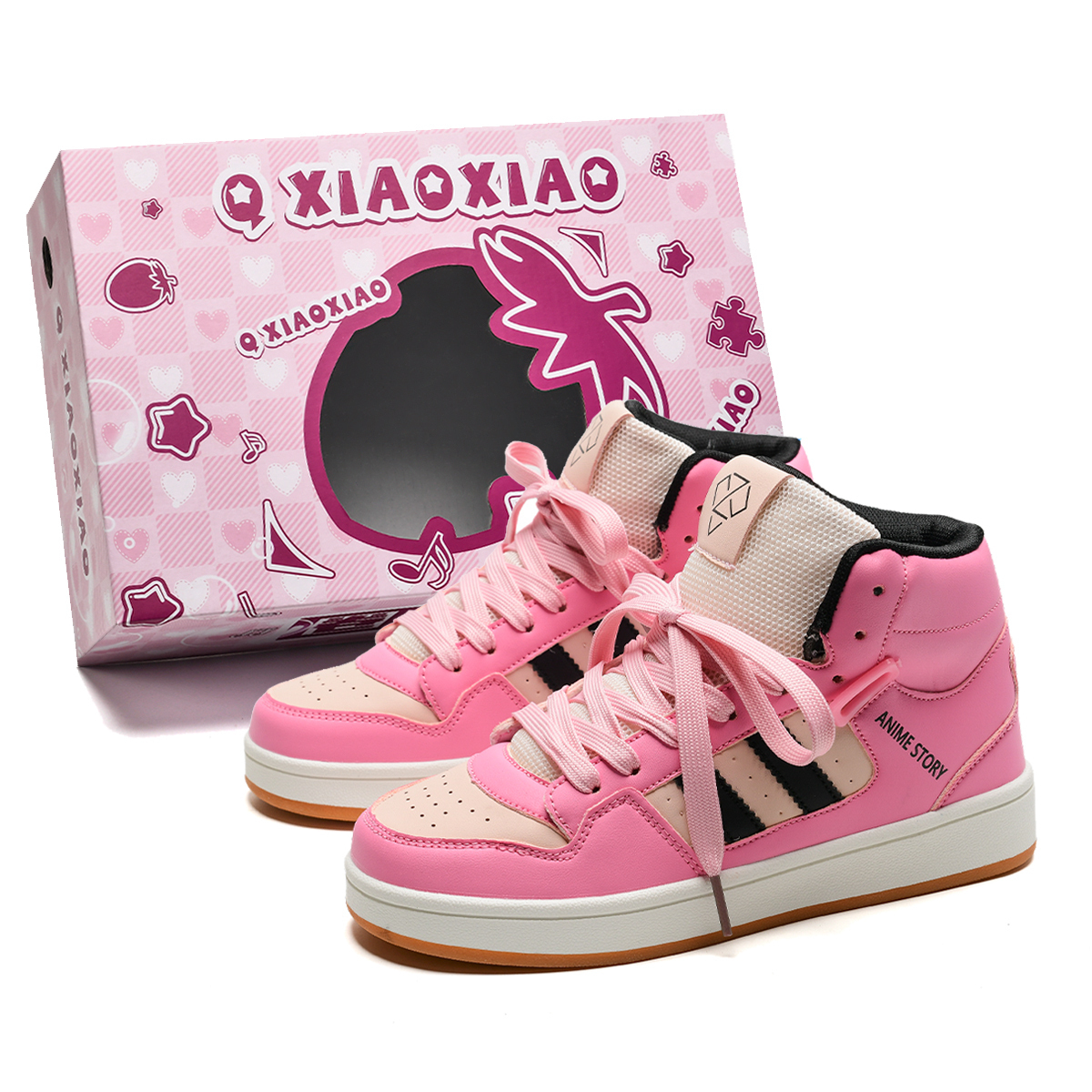 Circle small Амортизирующие противоскользящие износостойкие облегченные высокие кеды с эффектом увеличения роста унисекс черно-розовые, цвет Black Pink 
Circle small Амортизирующие противоскользящие износостойкие облегченные высокие кеды с эффектом увеличения роста унисекс черно-розовые, цвет Black Pink