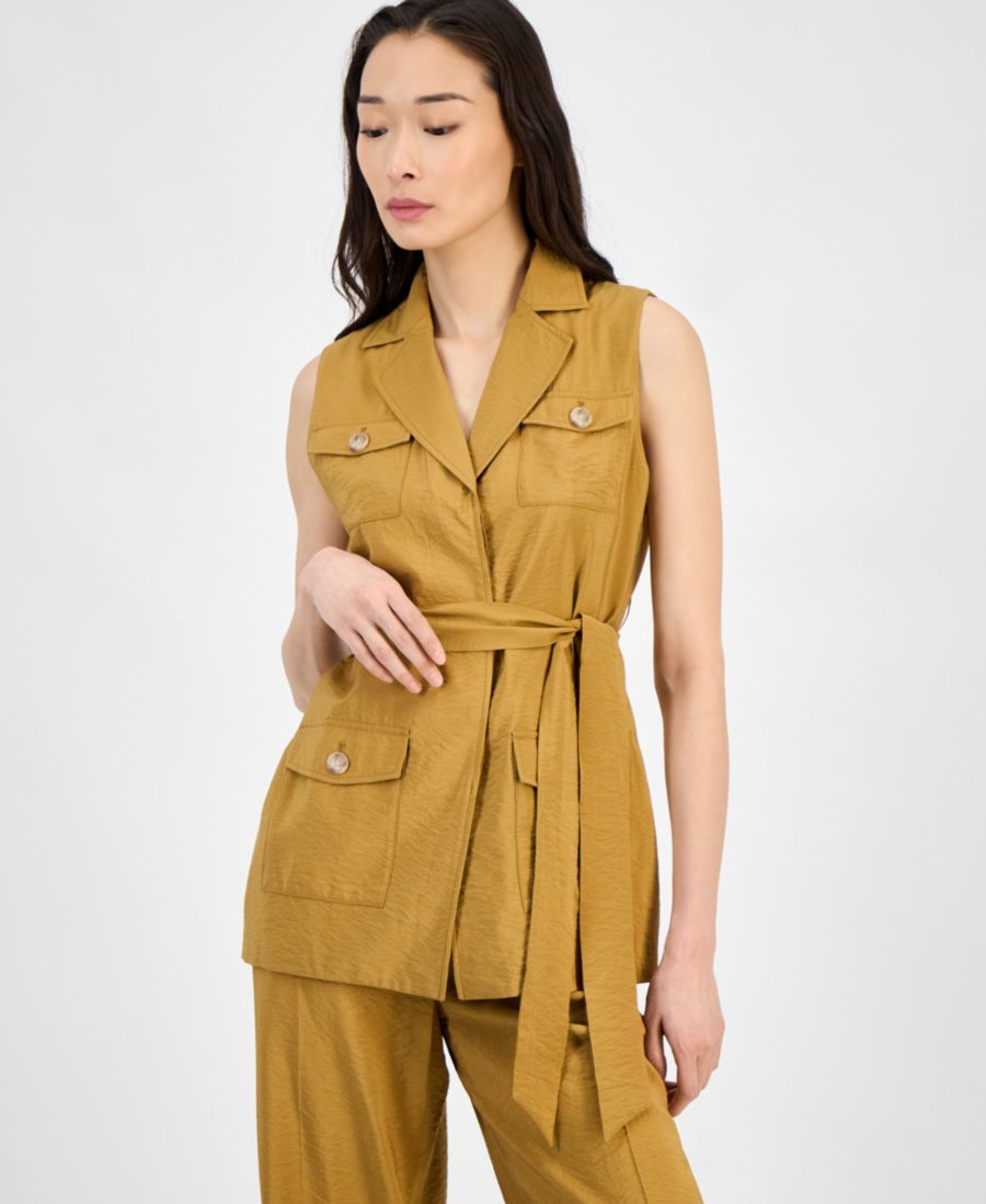 Женская куртка без рукавов с поясом на завязках и накладными карманами Anne Klein, Copper Sun
Женская куртка без рукавов с поясом на завязках и накладными карманами Anne Klein, Copper Sun