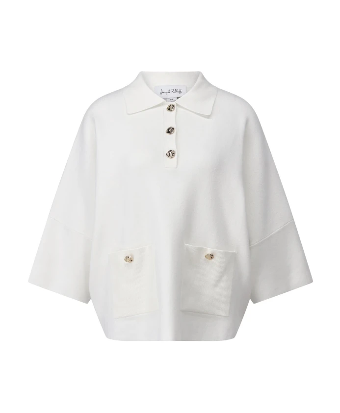 Стильный пуловер с воротником-поло и рваными деталями. Joseph Ribkoff, белый
Стильный пуловер с воротником-поло и рваными деталями. Joseph Ribkoff, белый