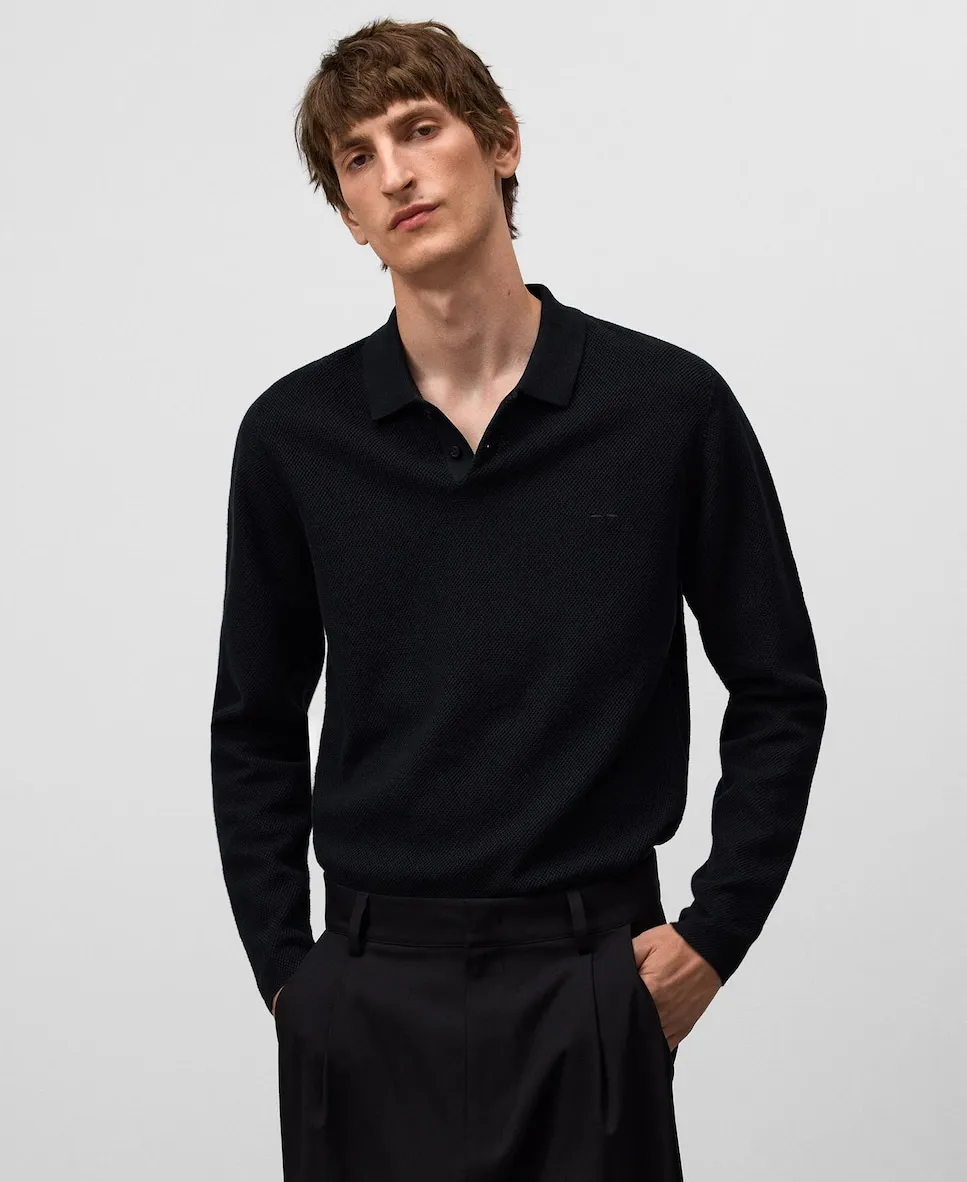 Мужской поло с длинным рукавом и структурной вязкой Adolfo Dominguez, черный
Мужской поло с длинным рукавом и структурной вязкой Adolfo Dominguez, черный