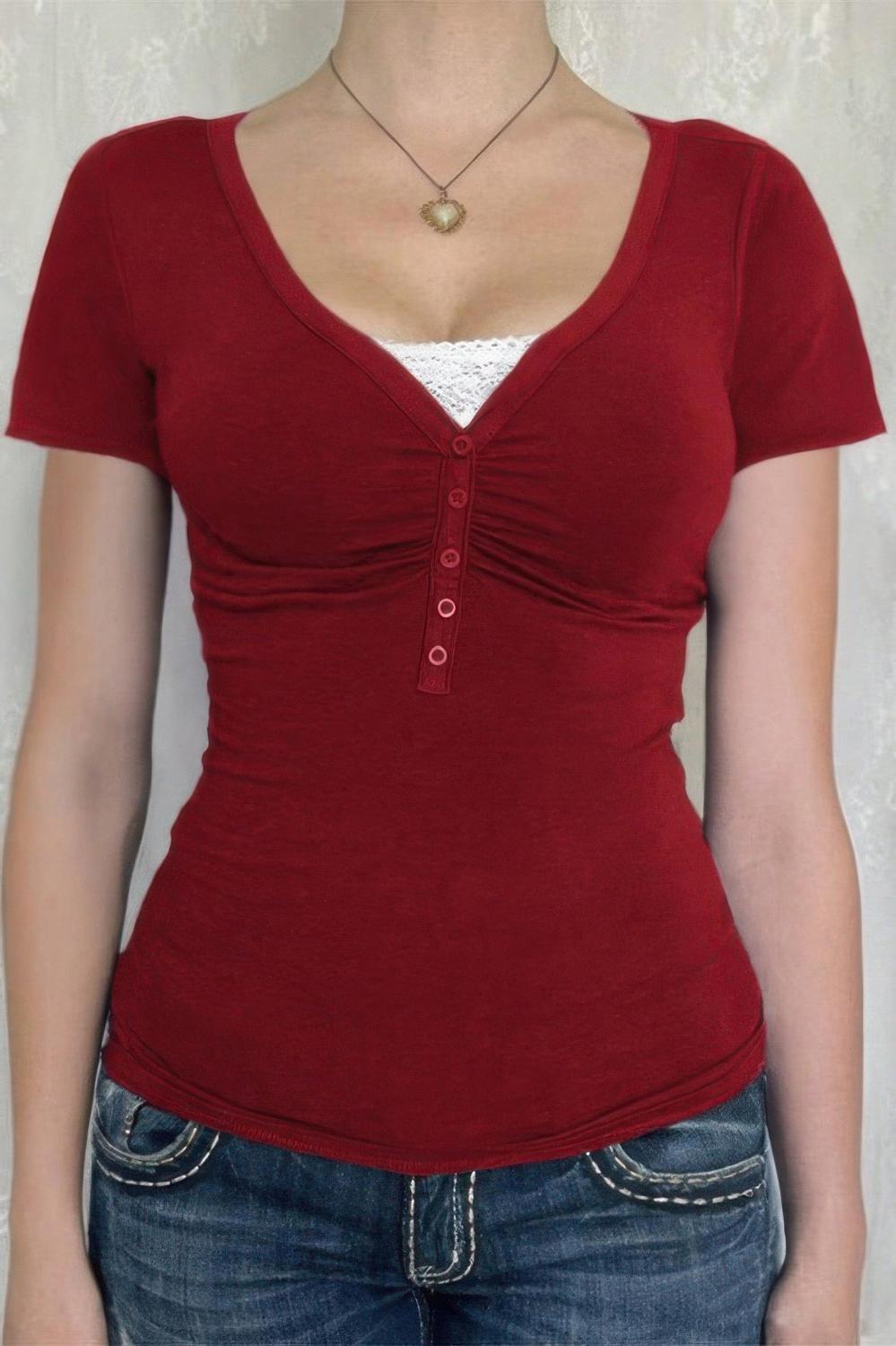 V-образный вырез цельнокроеный кружевная вставка пуговица приталенная рубашка TRUEDAMES, Wine
V-образный вырез цельнокроеный кружевная вставка пуговица приталенная рубашка TRUEDAMES, Wine