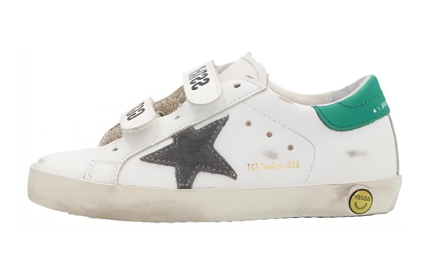 Детские кеды Old School на липучках Golden Goose, бело-зеленые 
Детские кеды Old School на липучках Golden Goose, бело-зеленые