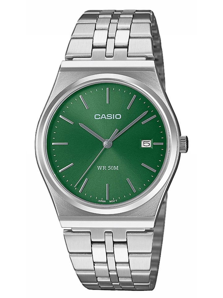 Casio Кварцевые наручные часы, сталь/зеленый
Casio Кварцевые наручные часы, сталь/зеленый