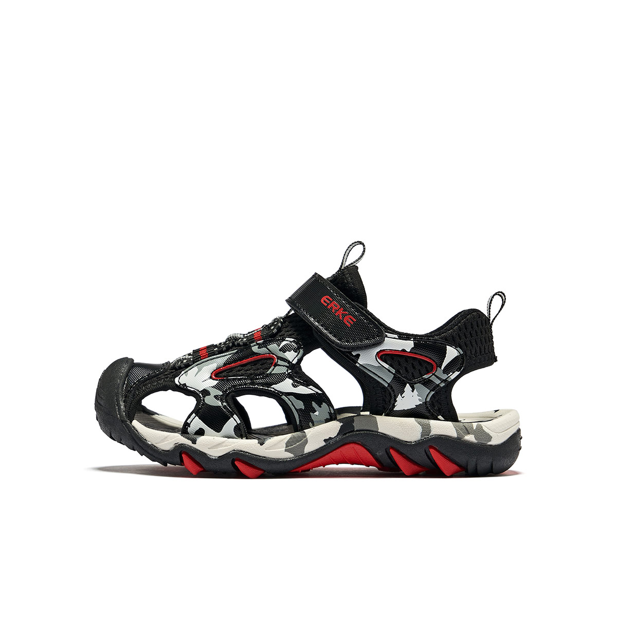 Сандалии Jungle с низким верхом, устойчивые к истиранию, дышащие и быстросохнущие, детские ERKE KIDS, черный/серый 
Сандалии Jungle с низким верхом, устойчивые к истиранию, дышащие и быстросохнущие, детские ERKE KIDS, черный/серый