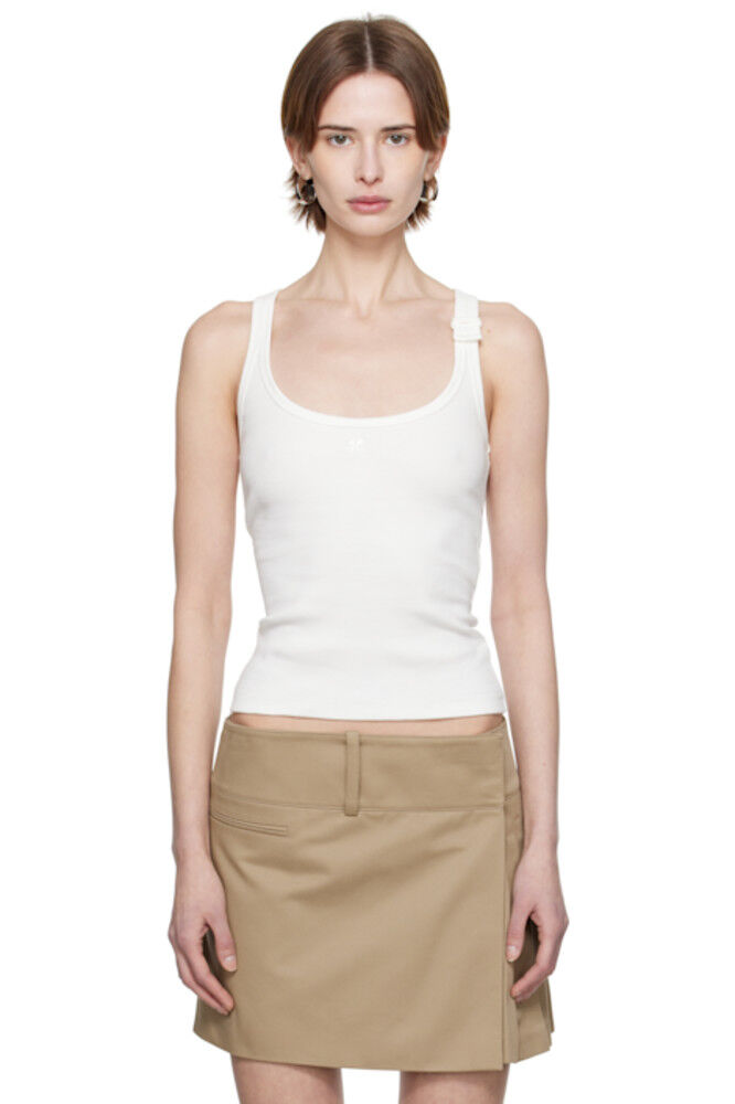 Белая майка в рубчик в стиле 90-х Courrèges
Белая майка в рубчик в стиле 90-х Courrèges