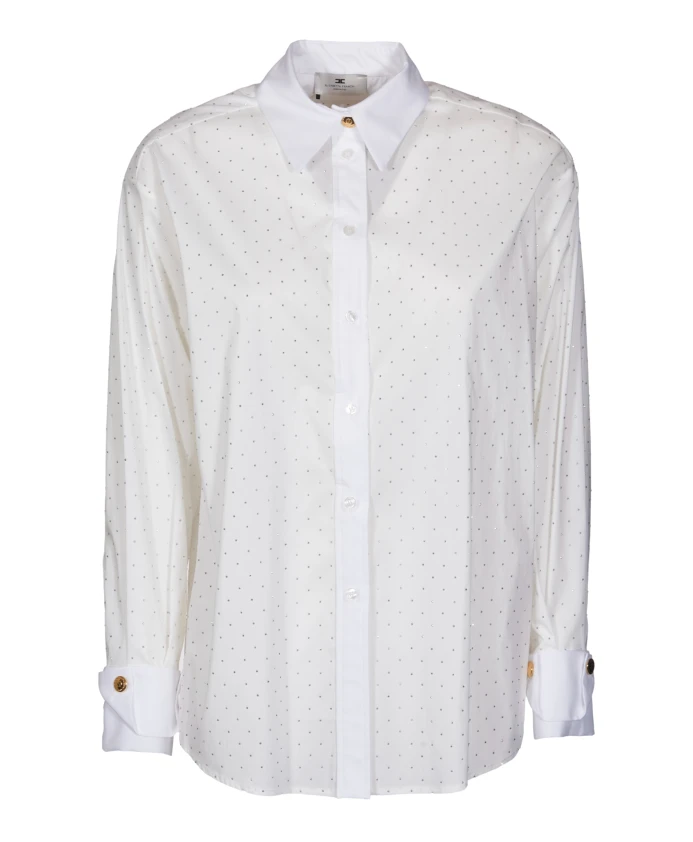 Белая рубашка с металлическими стразами Elisabetta Franchi, белый
Белая рубашка с металлическими стразами Elisabetta Franchi, белый