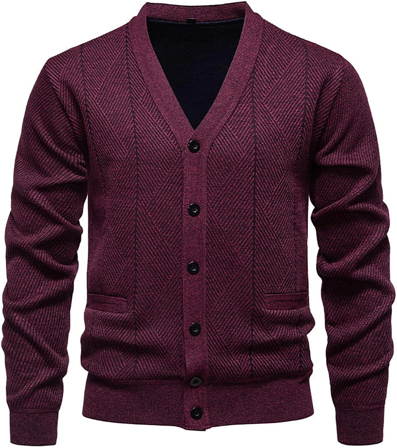 Мужской кардиган с воротником V-образной формы, кабельной вязкой и пуговицами
Мужской кардиган с воротником V-образной формы, кабельной вязкой и пуговицами