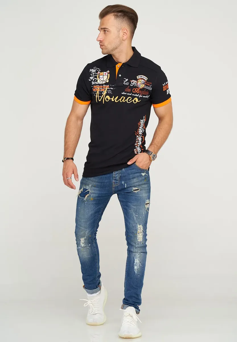 Рубашка-поло behype "MONACO" со спортивной вышивкой, оранжевый 
Рубашка-поло behype "MONACO" со спортивной вышивкой, оранжевый