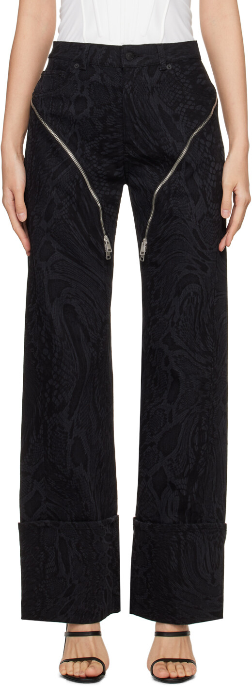 Черные джинсы со змеиным узором Mugler
Черные джинсы со змеиным узором Mugler