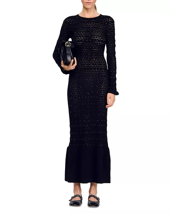 Вязаное макси-платье со стразами Sandro, черный
Вязаное макси-платье со стразами Sandro, черный