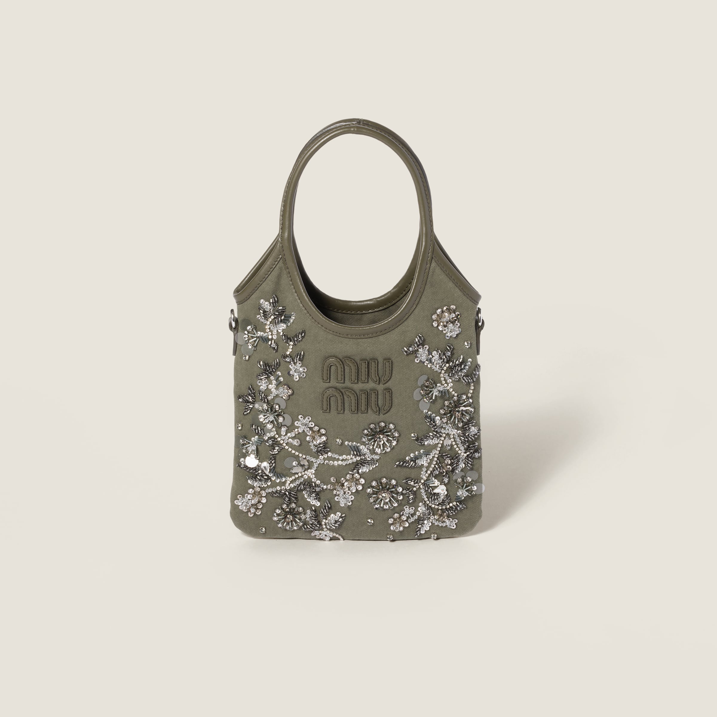 Сумка из габардина с вышивкой ivy MIU MIU, оливково-зеленый
Сумка из габардина с вышивкой ivy MIU MIU, оливково-зеленый