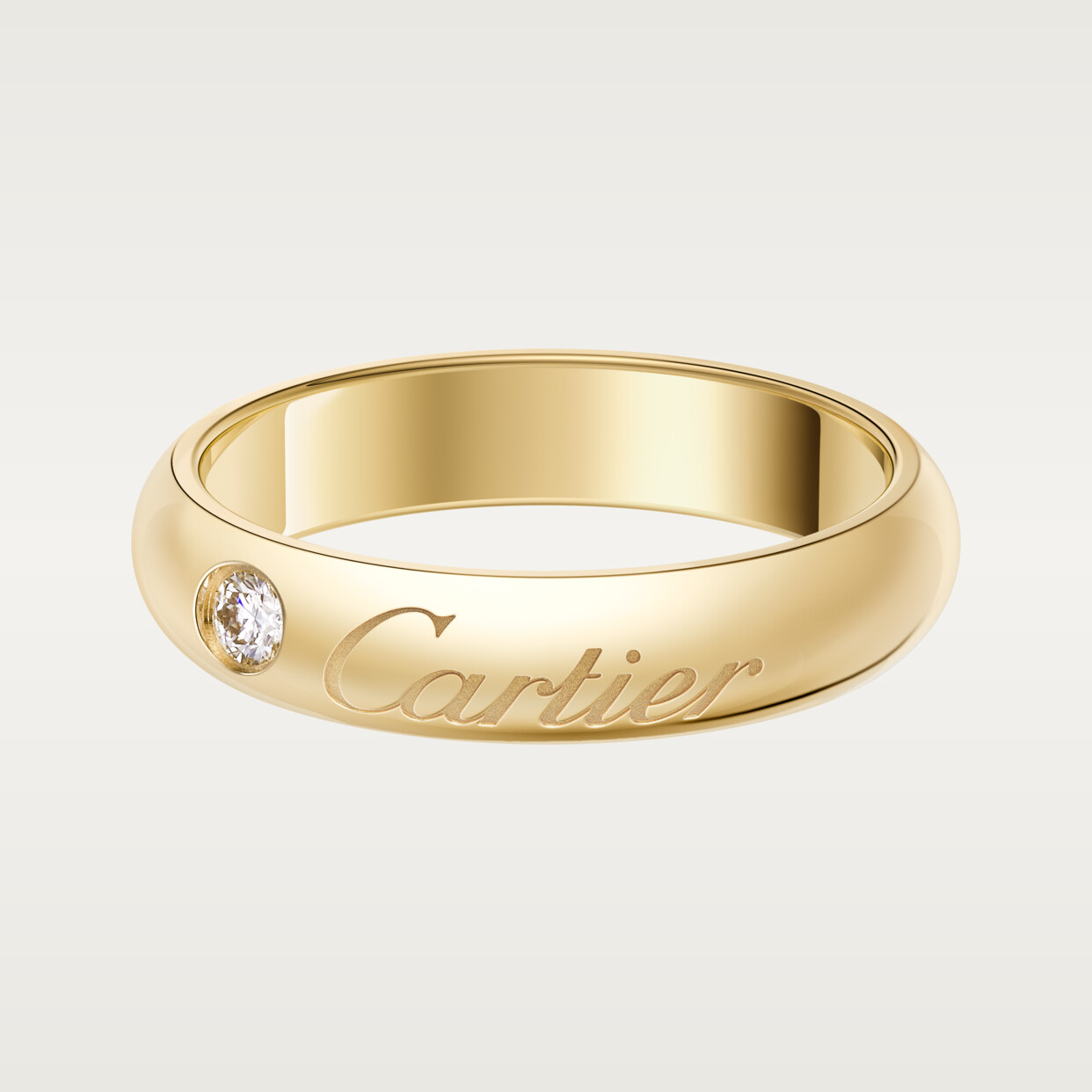 Обручальное кольцо Cartier Alliance C de Cartier, ширина 4 мм, 1 ромб, желтое золото