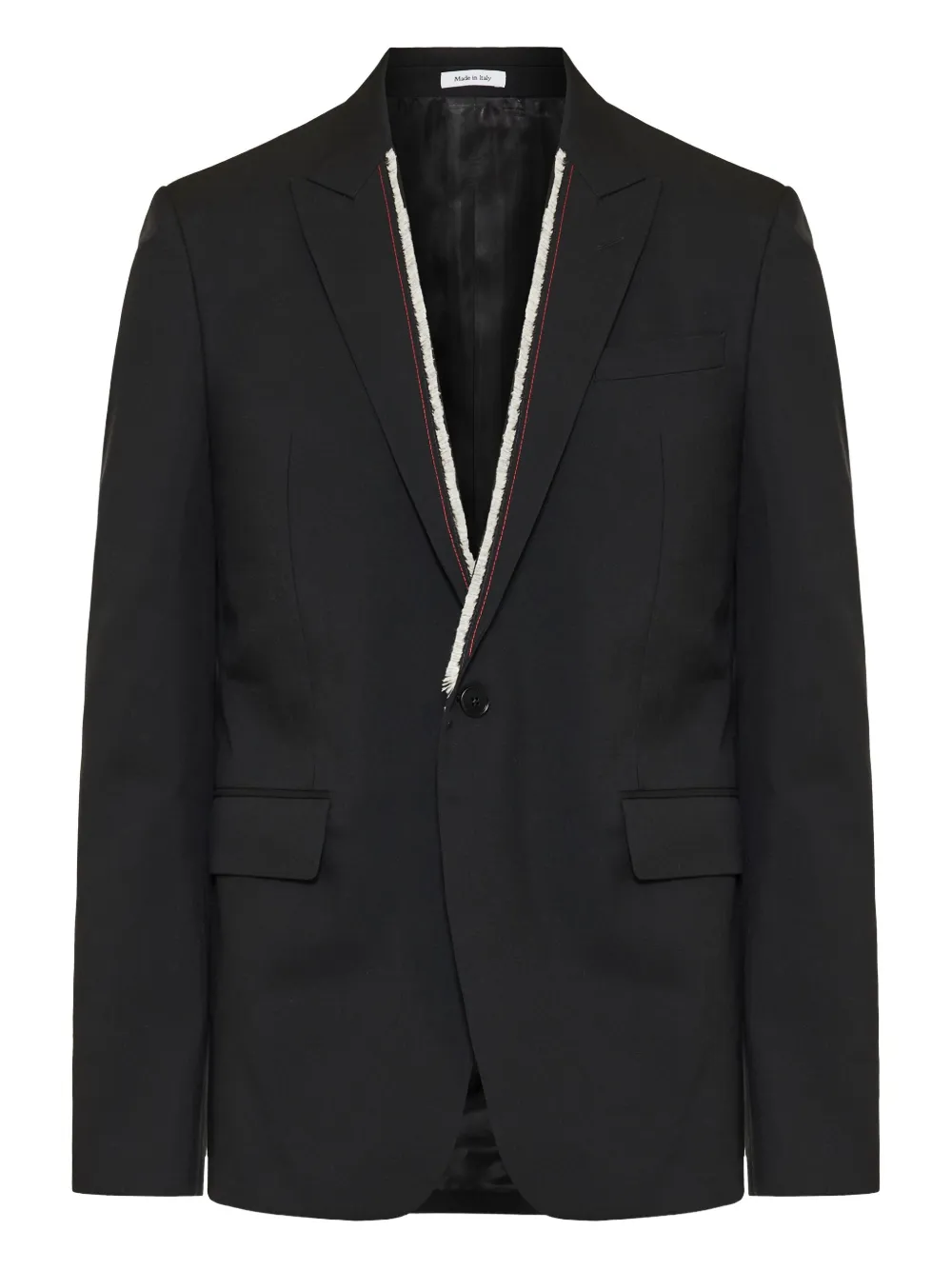 Жакет с одной пуговицей и необработанным краем Alexander McQueen, черный
Жакет с одной пуговицей и необработанным краем Alexander McQueen, черный