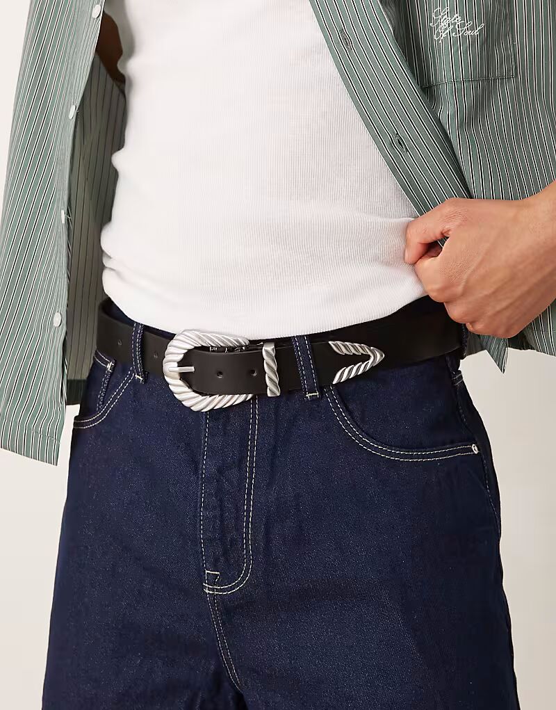 Ремень в стиле вестерн из черной искусственной кожи Asos Design
Ремень в стиле вестерн из черной искусственной кожи Asos Design