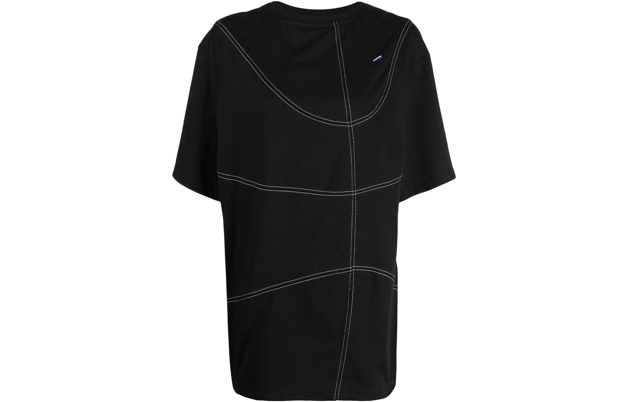 Футболка из хлопка с деталями строчки ADER ERROR, черная 
Футболка из хлопка с деталями строчки ADER ERROR, черная