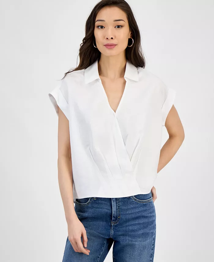 Женский топ с воротником и укороченными рукавами в запахе I.N.C. International Concepts, белый
Женский топ с воротником и укороченными рукавами в запахе I.N.C. International Concepts, белый