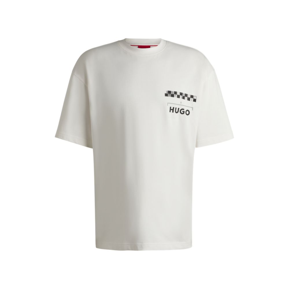 Футболка из хлопкового джерси с гоночными принтами HUGO, белый
Футболка из хлопкового джерси с гоночными принтами HUGO, белый