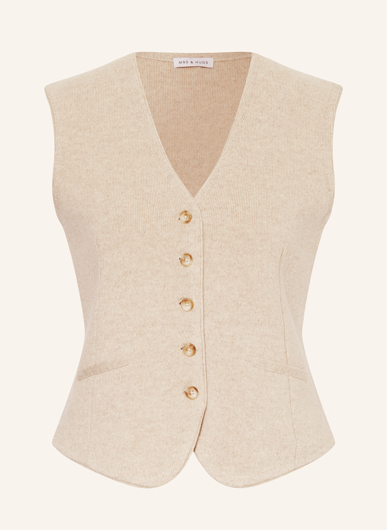 Вязаный жилет с кашемиром Mrs & Hugs, бежевый
Вязаный жилет с кашемиром Mrs & Hugs, бежевый