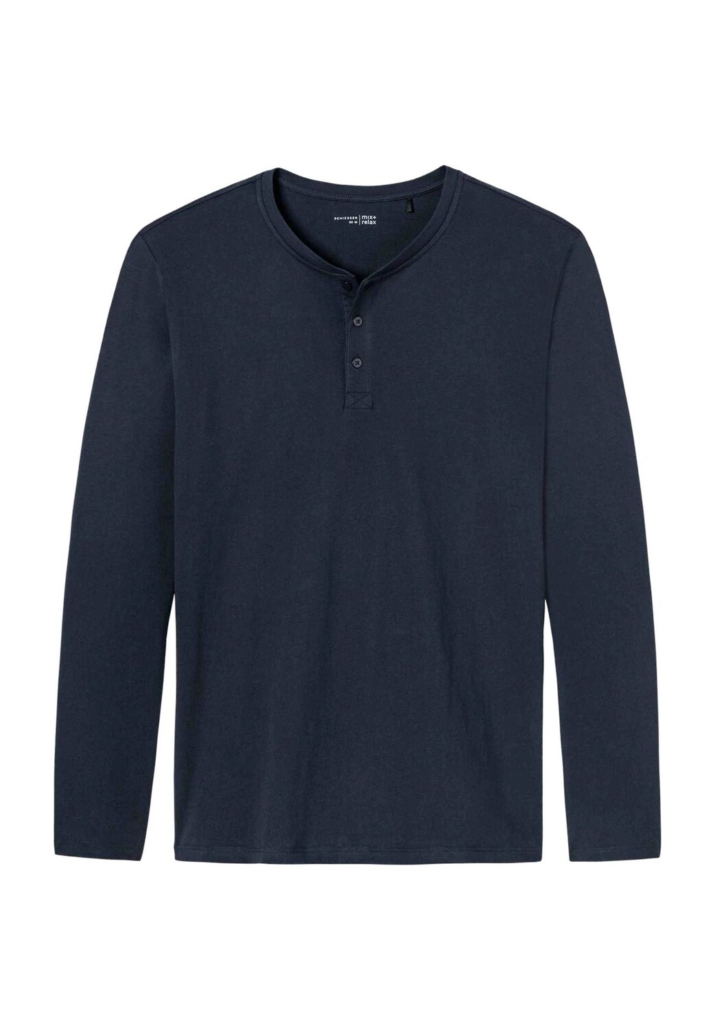 Мужская хлопковая рубашка с длинными рукавами и воротником-хенли SCHIESSER, темно-синий 
Мужская хлопковая рубашка с длинными рукавами и воротником-хенли SCHIESSER, темно-синий