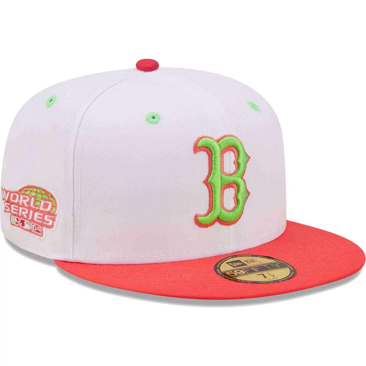 Мужская облегающая шляпа New Era белого/кораллового цвета Boston Red Sox 2004 World Series Strawberry Lolli 59FIFTY
Мужская облегающая шляпа New Era белого/кораллового цвета Boston Red Sox 2004 World Series Strawberry Lolli 59FIFTY