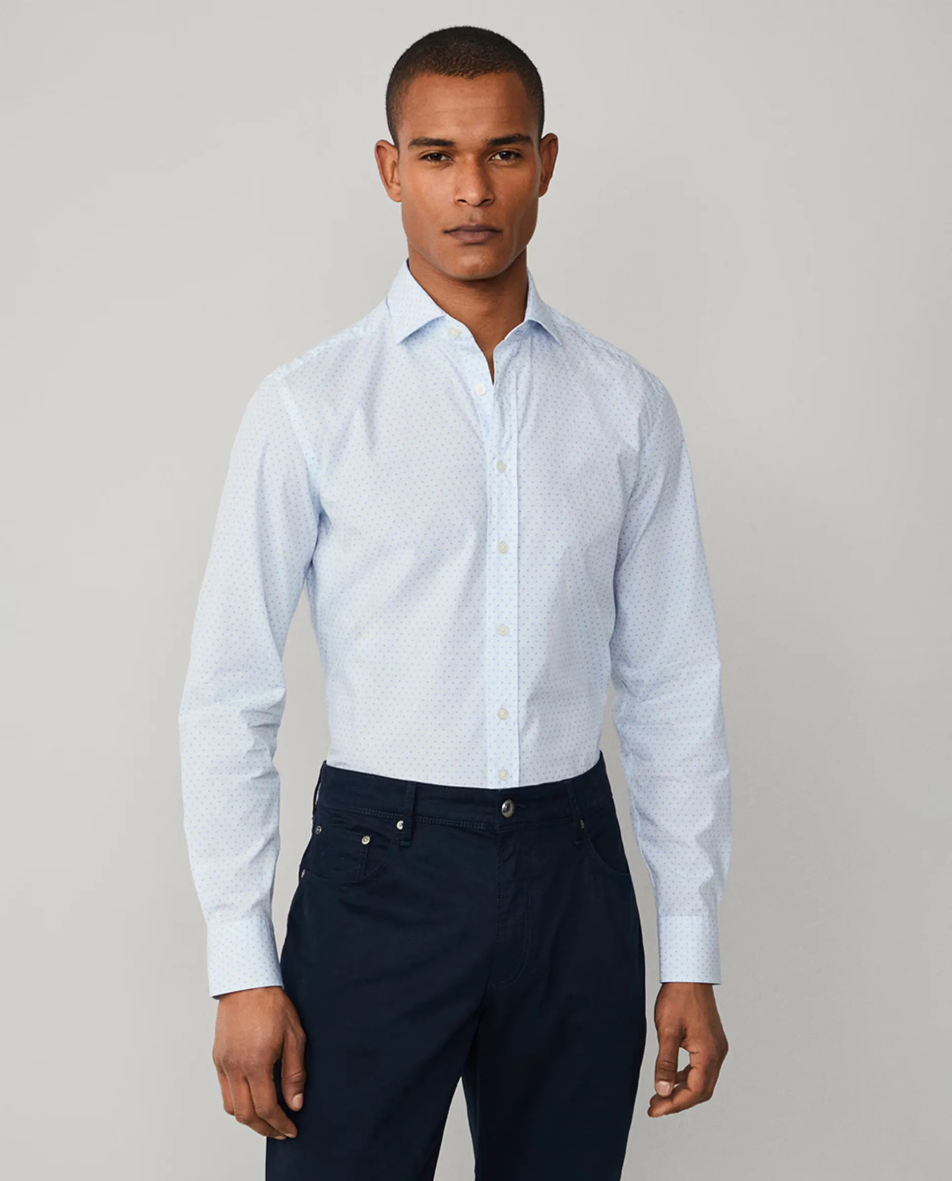 Рубашка мужская с микроузором цветочным, большие размеры Hackett, светло-голубой
Рубашка мужская с микроузором цветочным, большие размеры Hackett, светло-голубой