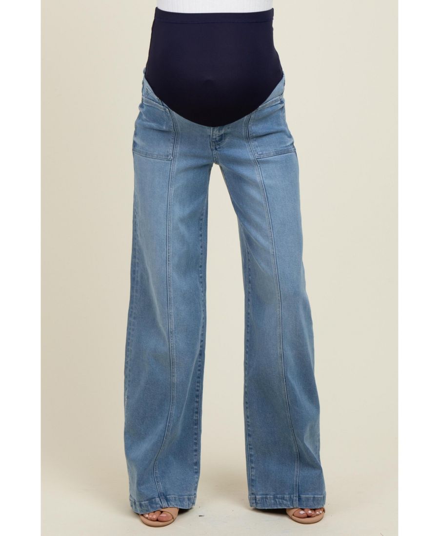 Синие джинсы для беременных с широкими штанинами и передним швом Pinkblush, Blue
Синие джинсы для беременных с широкими штанинами и передним швом Pinkblush, Blue
