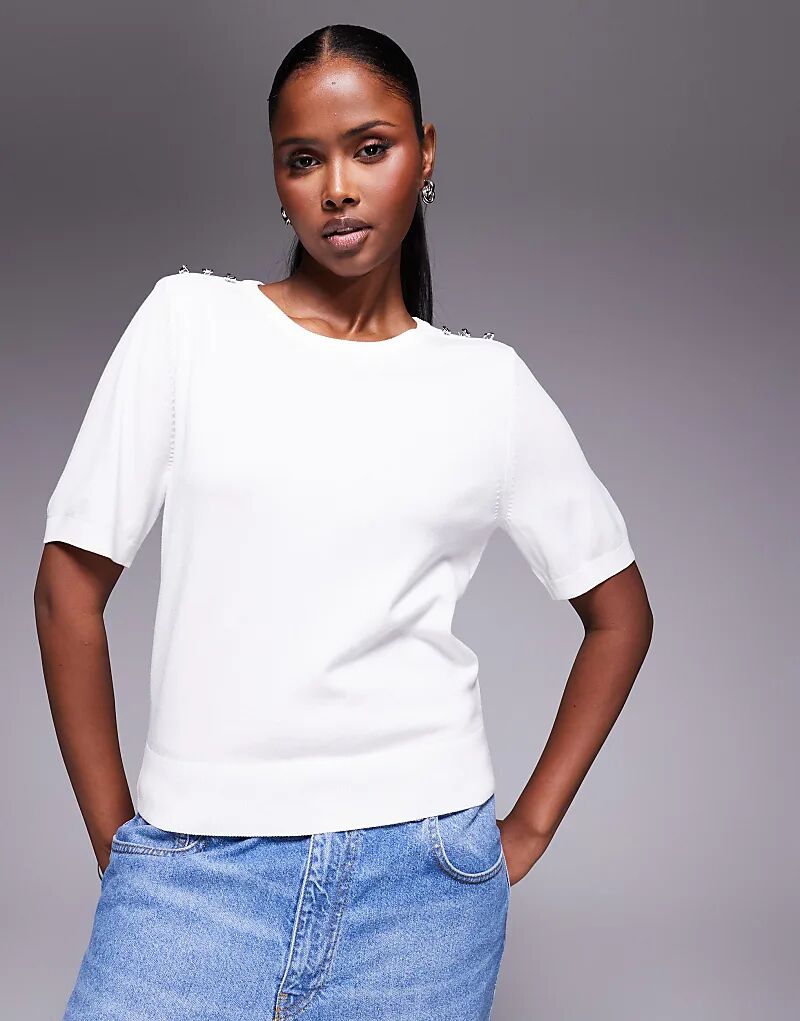 Белая трикотажная футболка River Island с круглым вырезом
Белая трикотажная футболка River Island с круглым вырезом