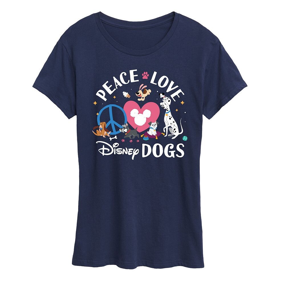 Женская футболка с рисунком Disney Dogs Peace Love Dogs, темно-синий 
Женская футболка с рисунком Disney Dogs Peace Love Dogs, темно-синий