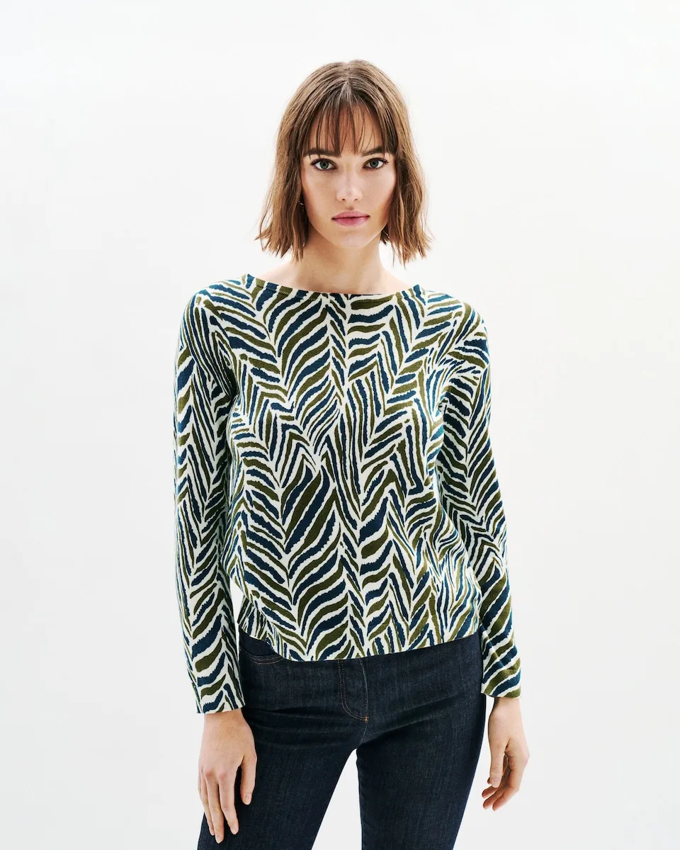 Женский свитер с длинными рукавами и разноцветным принтом Caroll, белый
Женский свитер с длинными рукавами и разноцветным принтом Caroll, белый