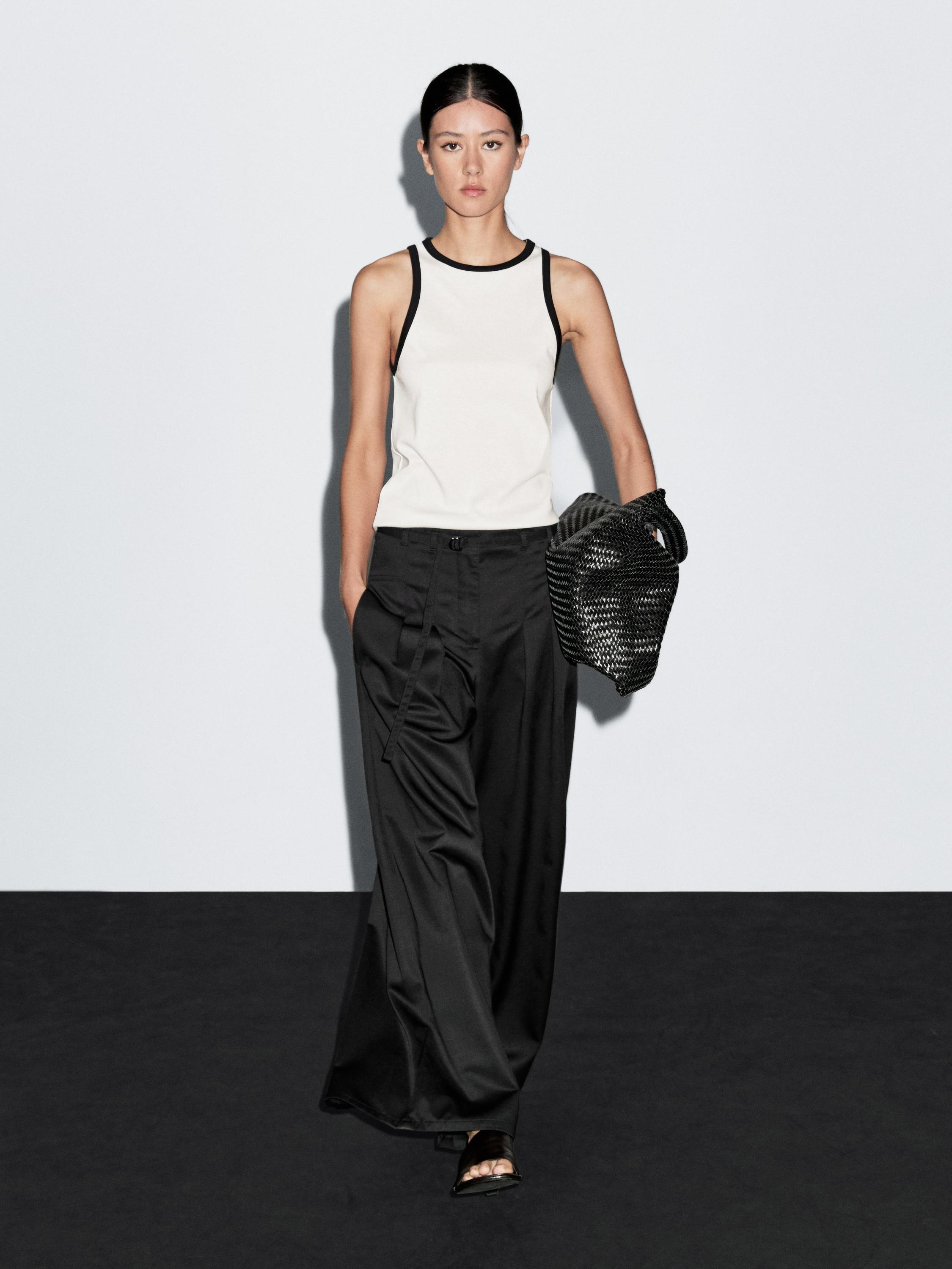 Брюки палаццо с галстуком Massimo Dutti, черный
Брюки палаццо с галстуком Massimo Dutti, черный